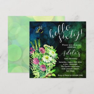 60 th birthday wildflower watercolor  invitation