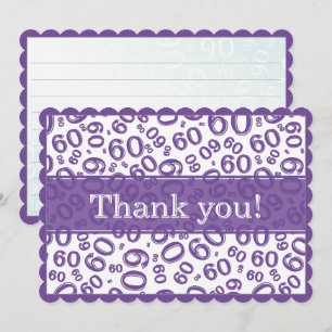 60 "Thank you!" Purple/White Number Pattern Thank You Card