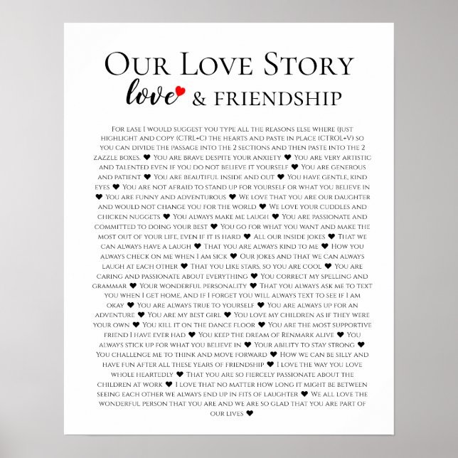 60 things we love about you, 70th 80th birthday poster (Front)