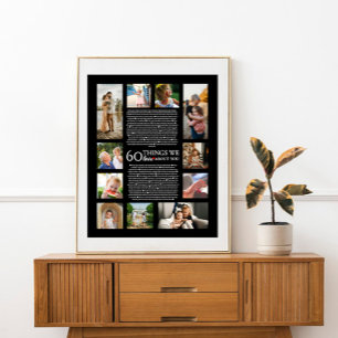 60 things we love about you birthday photo collage poster