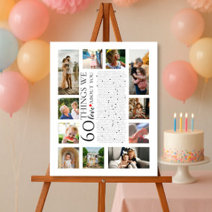 60 things we love about you birthday photo collage poster