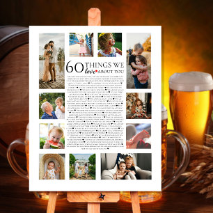 60 things we love about you photo collage birthday poster