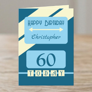 60 today blue birthday card