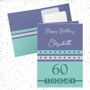 60 today purple green 60th birthday card