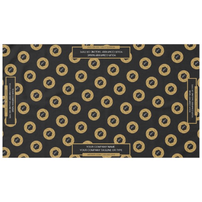 60"x104" Trade Show Tablecloth Logo Gold Black (Front (Horizontal))