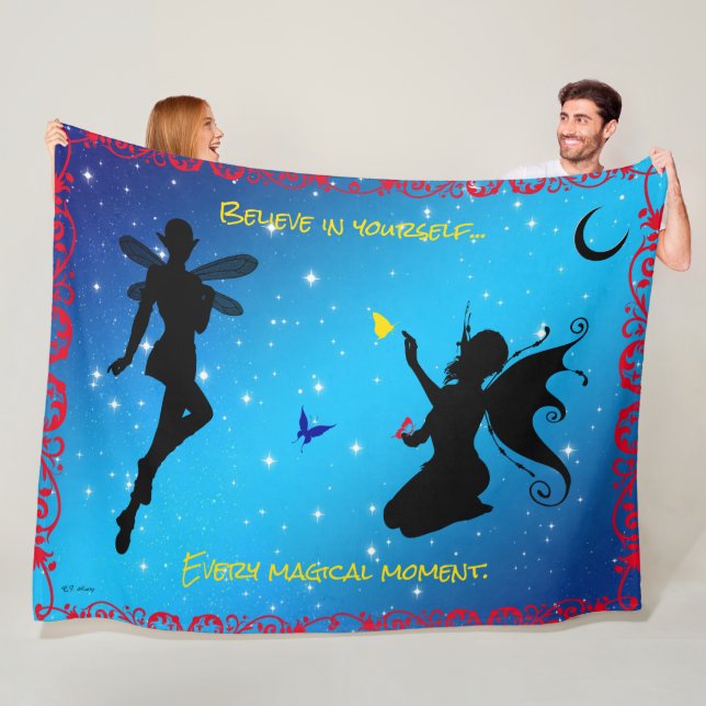 60"X80" Elf Fairy& Butterfly-Believe in Yourself Fleece Blanket (In Situ)