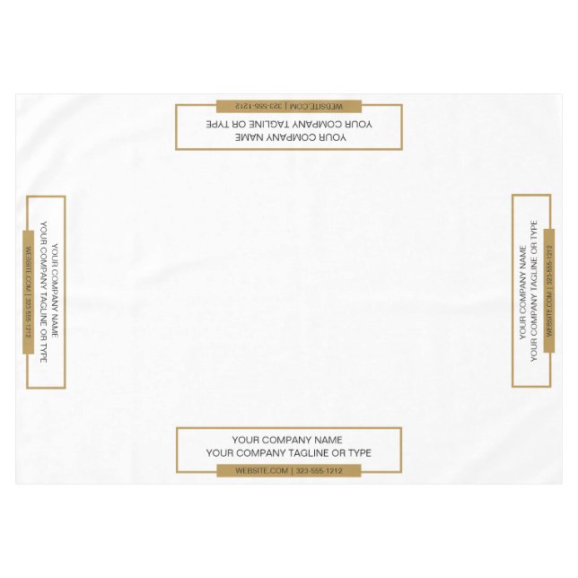 60"x84" Trade Show Tablecloth Gold White (Front (Horizontal))