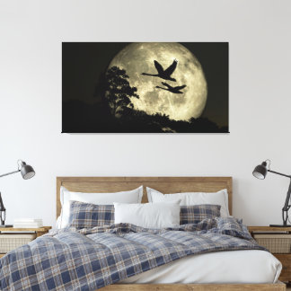 60 x 40 Canvas Art with "Swans in the Moon" image