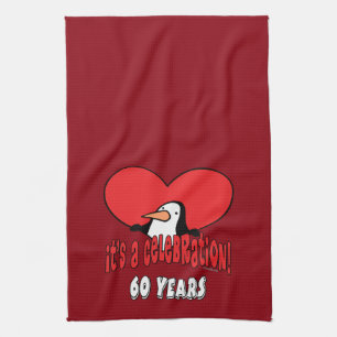 60 Year Celebration Penguin Tea Towel