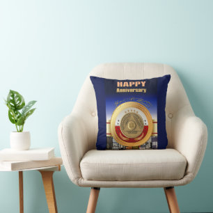 60 Year CUSTOM NAME Sober Anniversary Coin Award Cushion