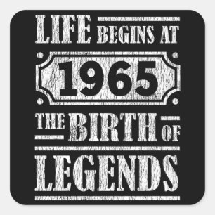 60 Year Old 1965 Birth Of Legend 60th Birthday Square Sticker