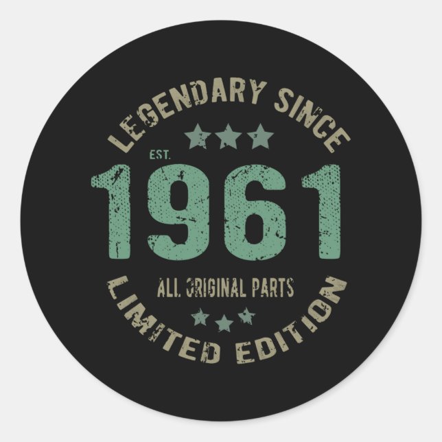 60 Year Old Bday Legend 60th Birthday Classic Round Sticker (Front)