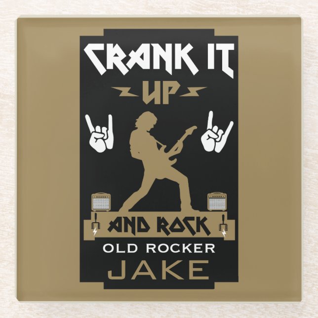 60 Year Old Rockers Birthday Glass Coaster (Front)