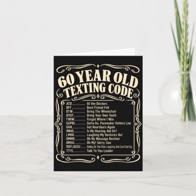 60 Year Old Senior Texting Code On Back Artwork Card (Front)