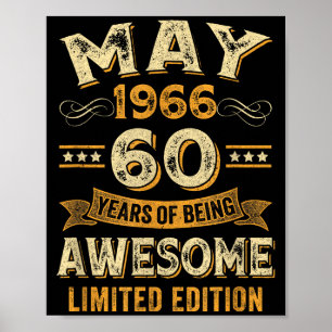 60 years awesome vintage may 1966 60th birthday  poster
