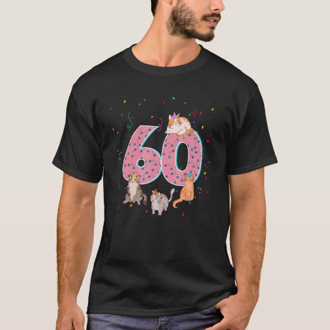 60 Years Birthday Cute Cats Pet  60th Birthday Cre T-Shirt (Front)