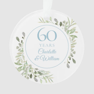 60 Years Greenery Floral Diamond Anniversary Ornament