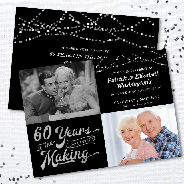 60 YEARS IN THE MAKING Then & Now Anniversary Invitation (Creator Uploaded)