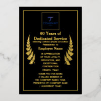 60 Years of Dedicated Service Award Custom Foil