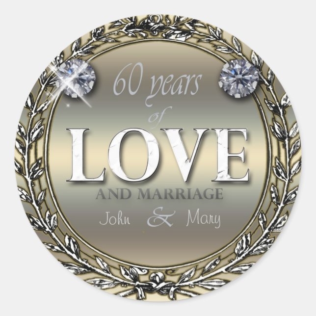 60 Years of Love Classic Round Sticker (Front)