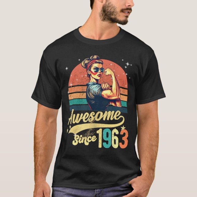 60 Years Old Awesome Since 1963 60th Birthday T-Shirt (Front)