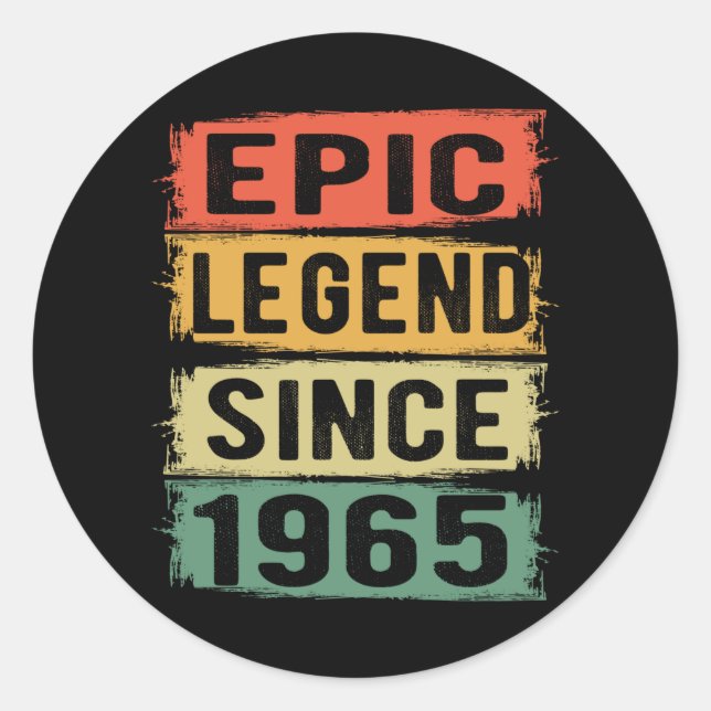 60 Years Old Bday 1965 Epic Legend 60th Birthday Classic Round Sticker (Front)