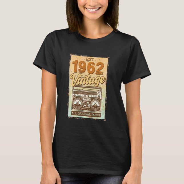 60 Years Old Birthday Decorations 1962 Cassette Ta T-Shirt (Front)