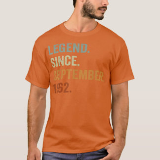 60 Years Old Gift Legend Since September 1962 60th T-Shirt