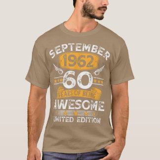 60 Years Old Gifts Vintage September 1962 60th Bir T-Shirt