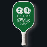 60 Years Still Pickling Custom Text Age Name Colou Pickleball Paddle<br><div class="desc">The perfect pickleball paddle for someone who is still out there pickling - makes a great birthday, retirement, or anniversary gift. Design features bold typography that reads "60 and still pickling" Change the age to 40, 50, 60, 70, 80, etc. and the text to still playing, still swinging, etc. Also...</div>