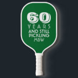 60 Years Still Pickling Custom Text Age Name Colou Pickleball Paddle<br><div class="desc">The perfect pickleball paddle for someone who is still out there pickling - makes a great birthday, retirement, or anniversary gift. Design features bold typography that reads "60 and still pickling" Change the age to 40, 50, 60, 70, 80, etc. and the text to still playing, still swinging, etc. Also...</div>