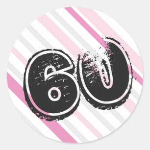 60 yr Bday Pink - 60th Birthday Classic Round Sticker