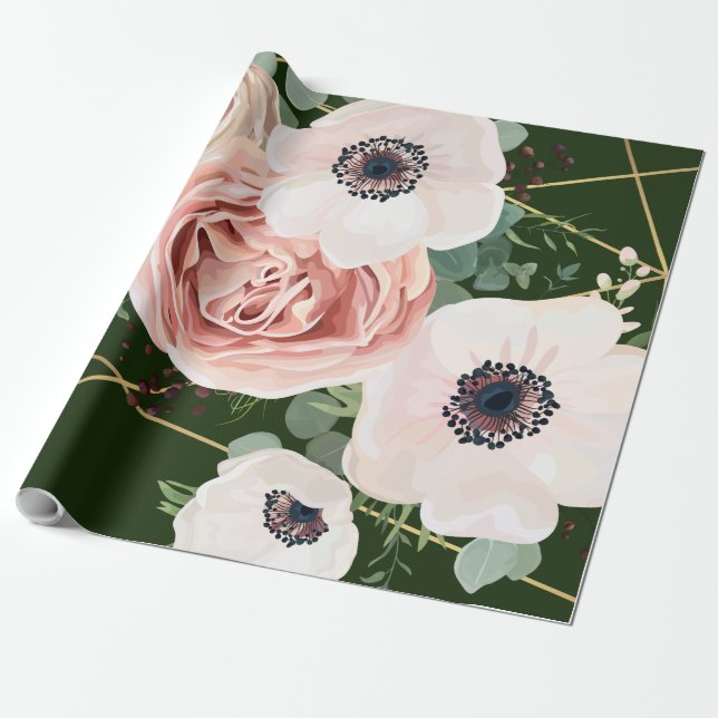 60lb Wrapping Paper Roll Geometric Garden Hunter (Unrolled)