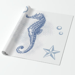 60lb Wrapping Paper Roll Seahorse Ocean Beach