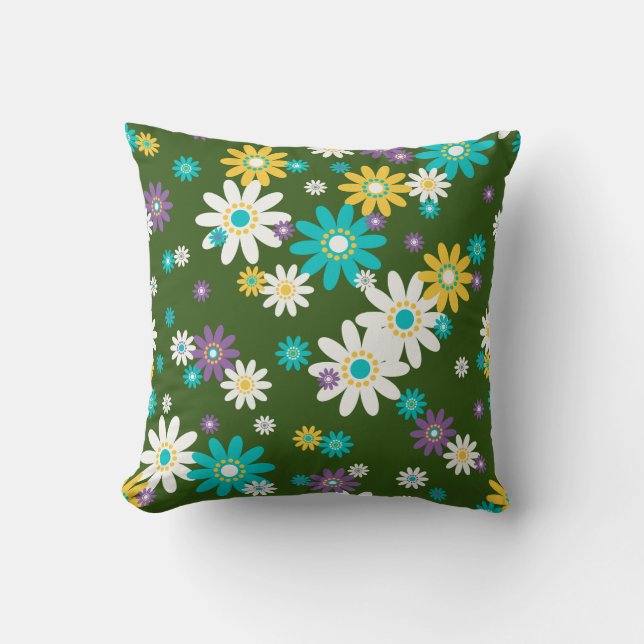 60s 70s flower mod pillow (Front)