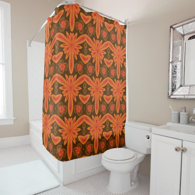 60s 70s mod retro pattern shower curtain (In Situ)