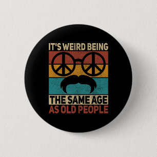 60s 70s Outfit Hippie Dad Birthday Grandpa Fathers 6 Cm Round Badge