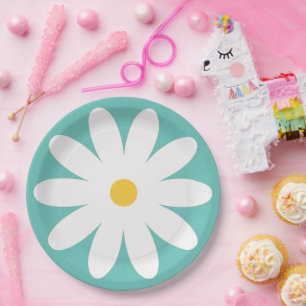 60s 70s retro flower paper plate