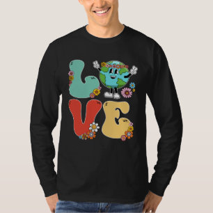 60s 70s Retro Love World Earth Day 2023 Teacher Sc T-Shirt