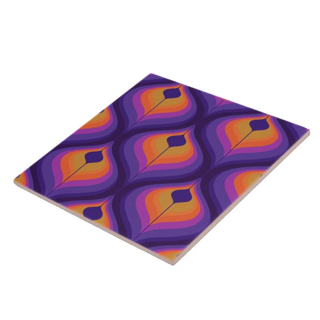 60s 70s retro pattern ceramic tile (Side)