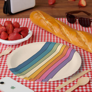 60s 70s Retro stripes Paper Plate