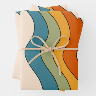 60s 70s Retro stripes Wrapping Paper Sheet