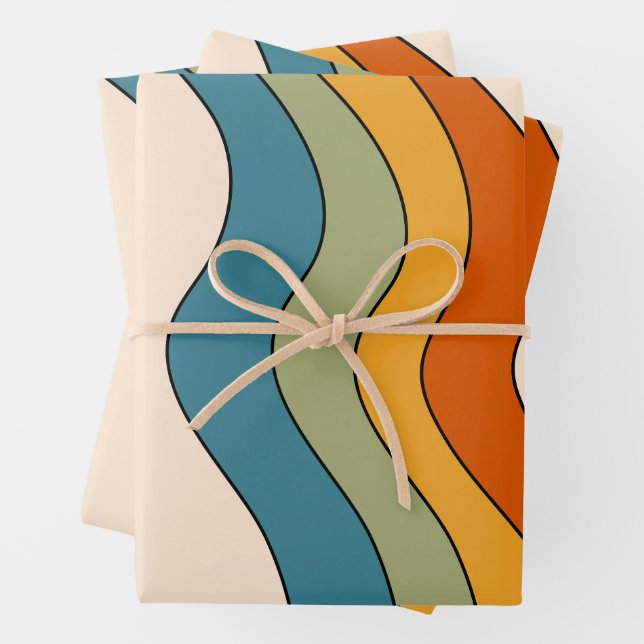 60s 70s Retro stripes  Wrapping Paper Sheet (In situ)