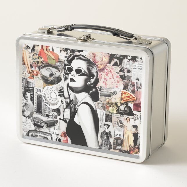 60s Abstract Collage Metal Lunch Box (Front)
