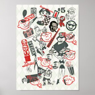 60s Advertising Vectors Collage - Poster