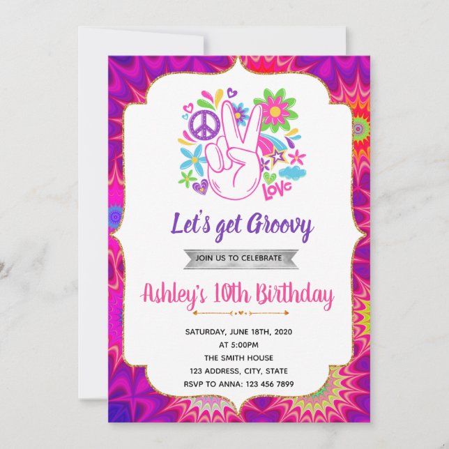 60s birthday theme invitation (Front)