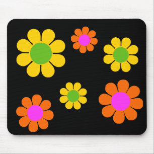 60s Flower Power Mouse Pad