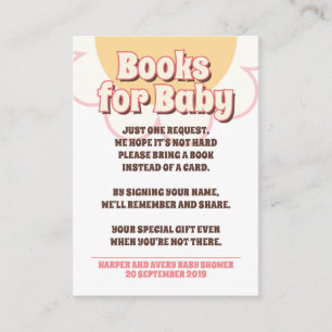 60s Hippie Party Baby Shower - Books For Baby Enclosure Card