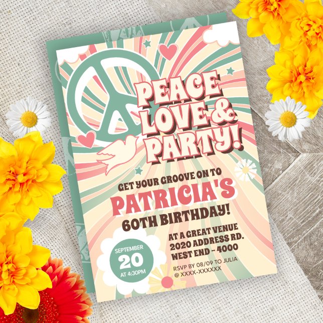 60s Hippie Party Invitation (Creator Uploaded)
