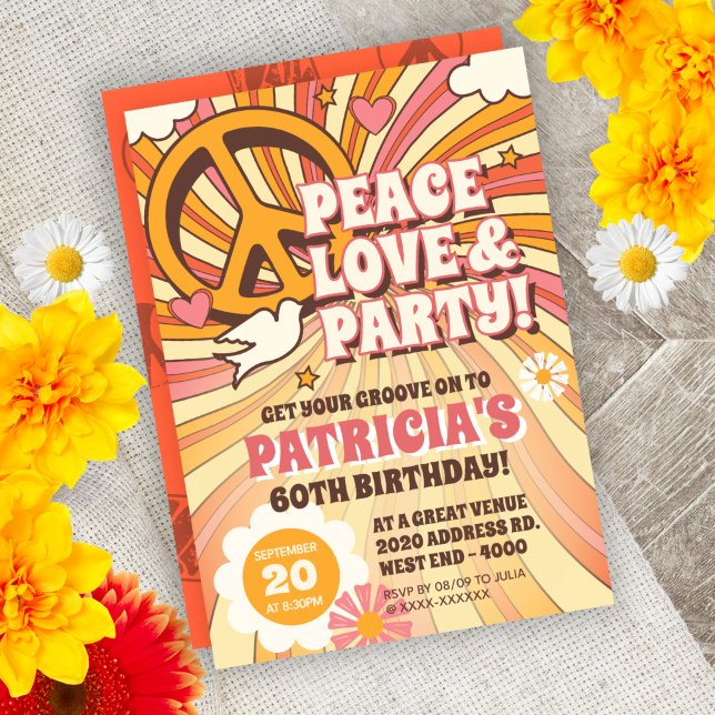 60s Hippie Party Invitation (Creator Uploaded)